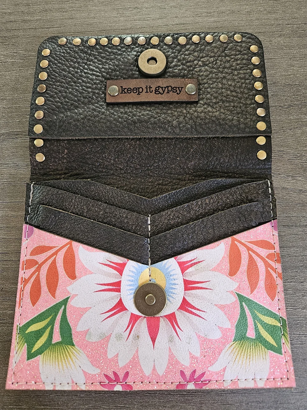 Keep It Gypsy- KIG Pink Floral Rhinestone Flap Wallet